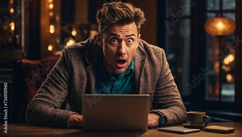 Eye-catching blog post thumbnail featuring a surprised person looking at a laptop