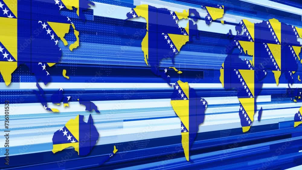 Bosnia and Herzegovina national flag motion news background animation