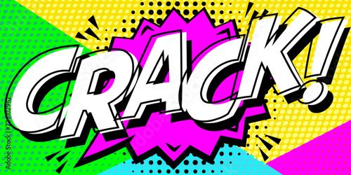 CRACK Comic Sound Effect on Pop Art Dotted Background vector 10 eps