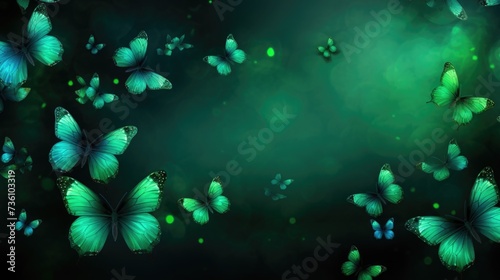 Background with butterflies in Green color.