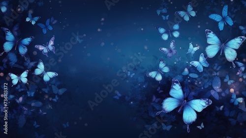 Background with butterflies in Indigo color