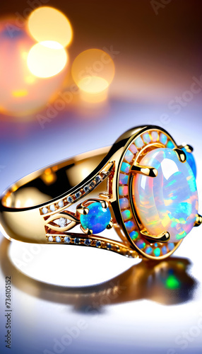 Opal Jewelry, Gemstone, Precious, Colorful, Luxury, Fashion, Accessories, Ring, Glamour, Sparkle, Gem, Elegant, AI Generated © Say it with silence.