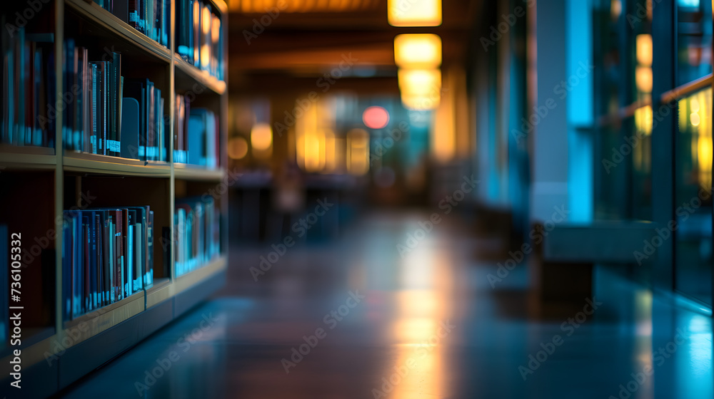 Blurry Photo of a Library Filled With Books