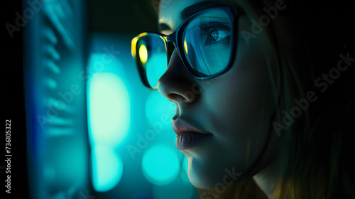 Woman Wearing Glasses Looking Out of a Window