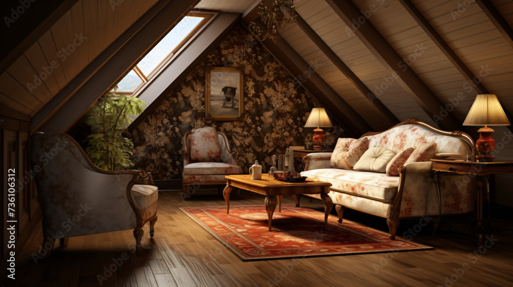 The design of the attic floor is reminiscent