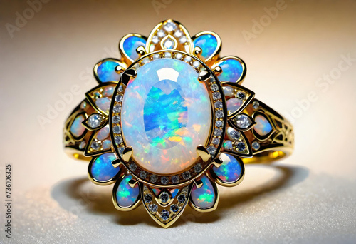 Opal Jewelry, Gemstone, Precious, Colorful, Luxury, Fashion, Accessories, Ring, Glamour, Sparkle, Gem, Elegant, AI Generated