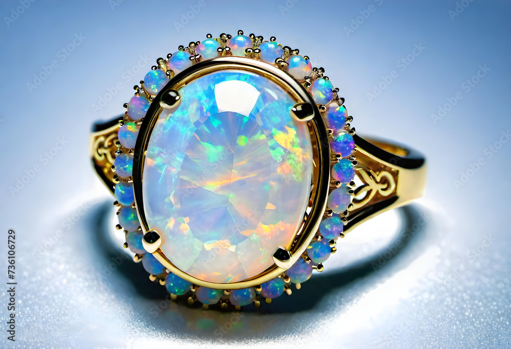 Opal Jewelry, Gemstone, Precious, Colorful, Luxury, Fashion, Accessories, Necklace, Earrings, Bracelet, Ring, Glamour, Sparkle, Gem, Elegant, AI Generated