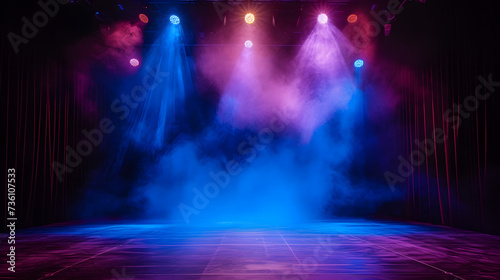 Stage With Blue and Purple Smoke