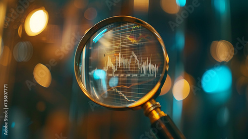 Magnifying Glass Examining Stock Chart