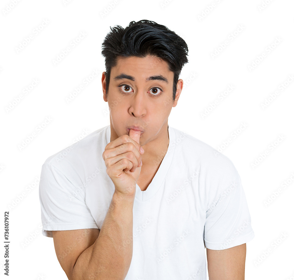 Dumb looking man sucking his thumb isolated on white background Dumb looking man sucking his thumb isolated on white background