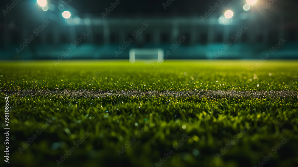 Soccer Field Illuminated at Night