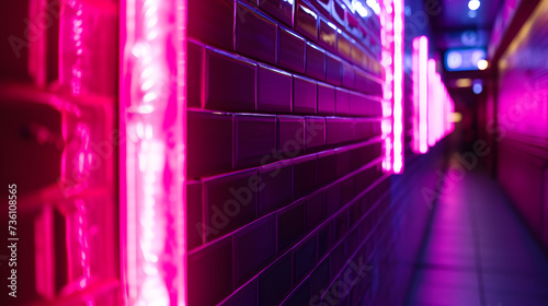 Long Hallway With Neon Lights