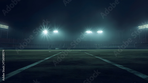 Empty Soccer Field at Night With Flood Lights