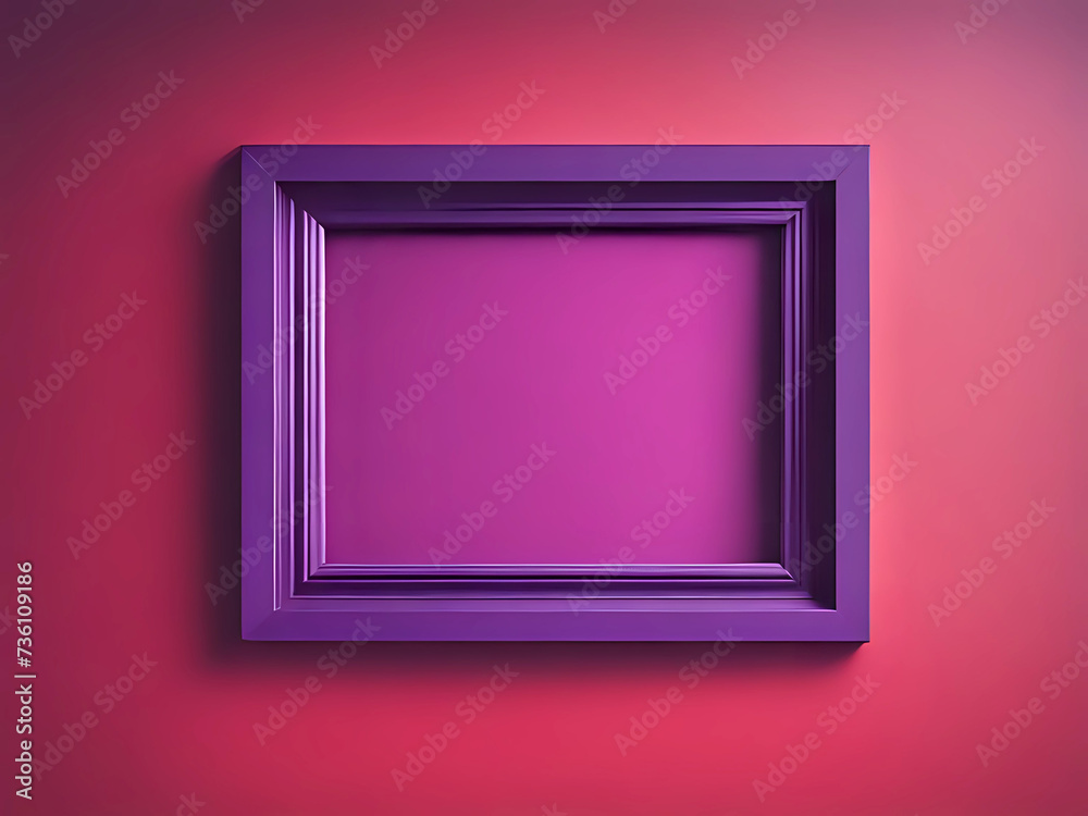 lila Bilderrahmen an roter Wand