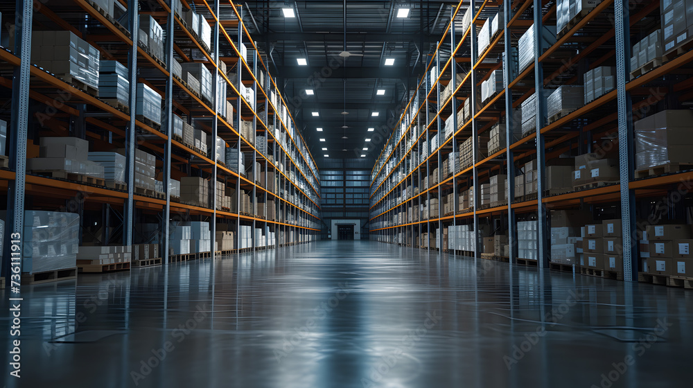 Large Warehouse Filled With Shelves