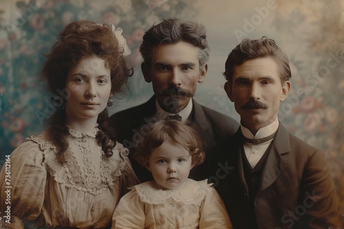 Vintage Portrait of a Family in the Early 20th Century