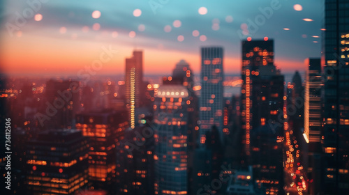 Nighttime Cityscape View From Skyscraper