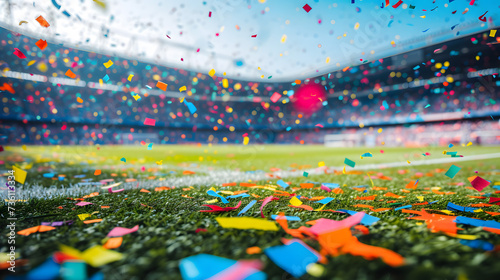 Soccer Stadium Filled With Confetti © Ilugram
