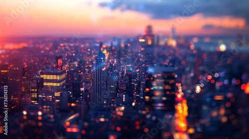 Nighttime Cityscape From Skyscraper