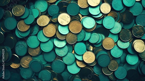 Background with coins is Teal color.