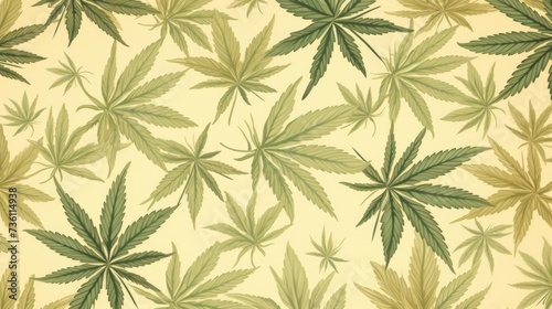 Background with Cream marijuana leaves