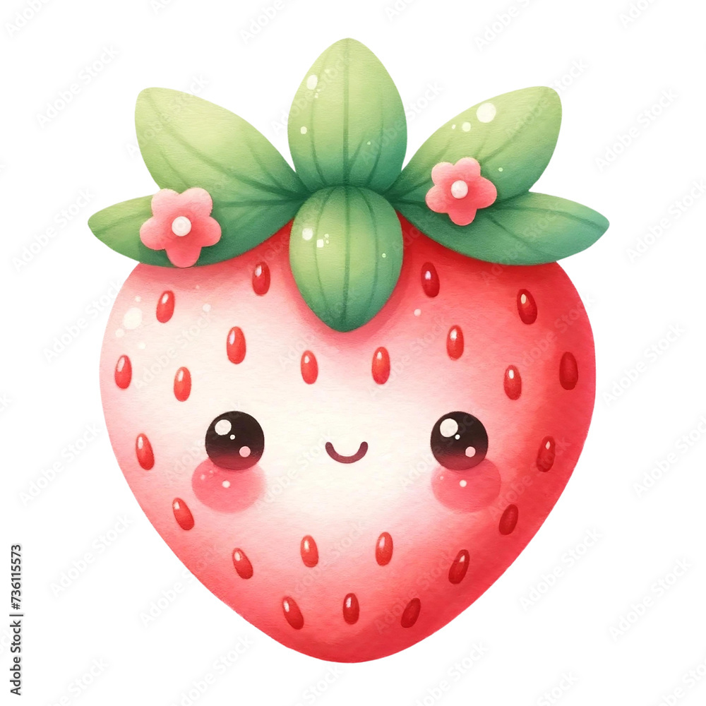 Obraz premium a cute fruit clipart digital download png watercolor illustration pastel color 