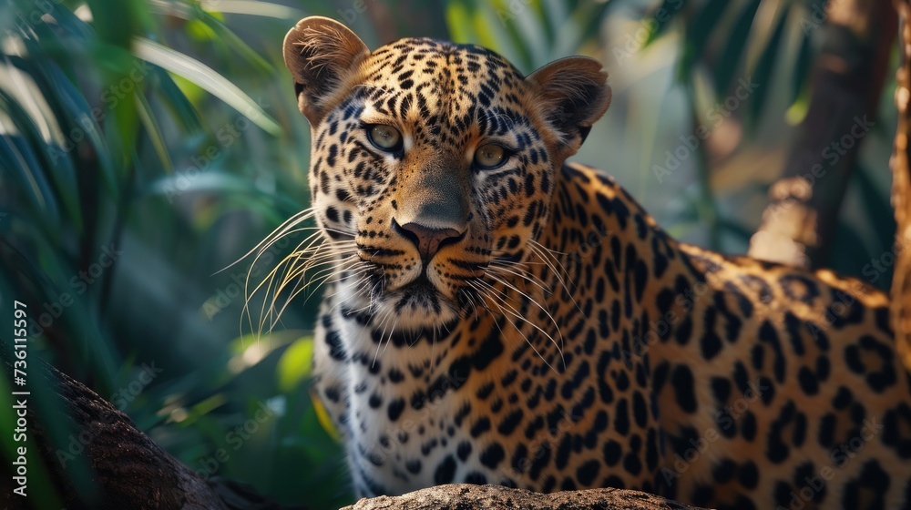 Naklejka premium Predatory leopard animals in their natural habitat. Beautiful creatures Generative AI