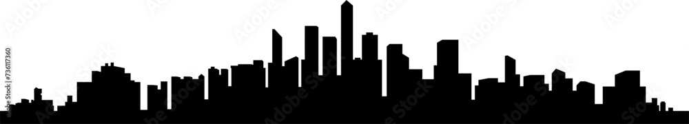 Urban cityscape silhouettes vector illustration. Night town skyline or black city buildings isolated on white background