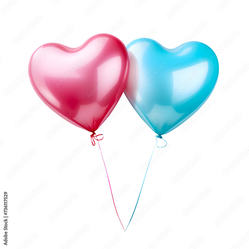 Pink and Blue Heart Shape Balloon Isolated on Transparent Background. Generative AI Pink and Blue Heart Shape Balloon Isolated on Transparent Background. Generative AI