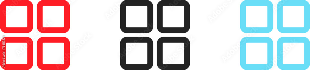Menu buttons icons. Flat, color, menu button set, menu button icons. Vector icons Menu buttons icons. Flat, color, menu button set, menu button icons. Vector icons