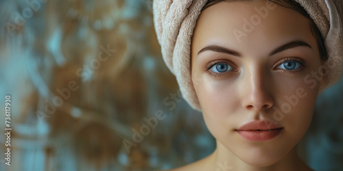 Beautiful young woman in spa salon  closeup  ai technology