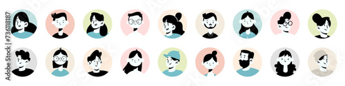 People user avatar collection. Set of people characters for social media. User profile, avatar, people collection