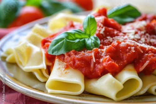 Different types of Italian pasta served with sauce