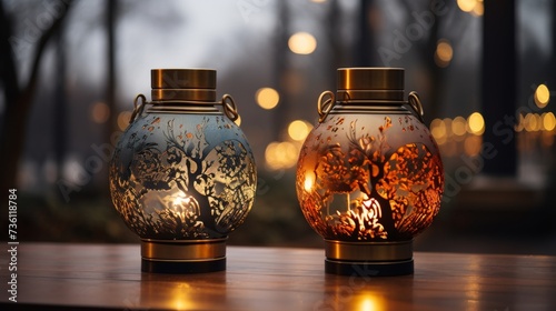 A Couple of Vases Sitting on Top of a Table