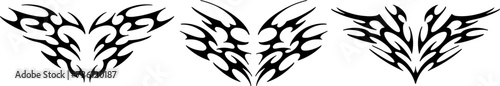 Neo tribal shape. Neotribal y2k aesthetic tattoo. Succubus womb art, cyber sigilism style hand drawn ornaments. Vector illustration