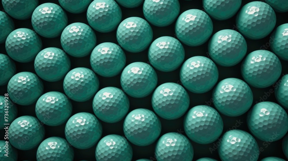 Background with golf balls in Emerald color Background with golf balls in Emerald color