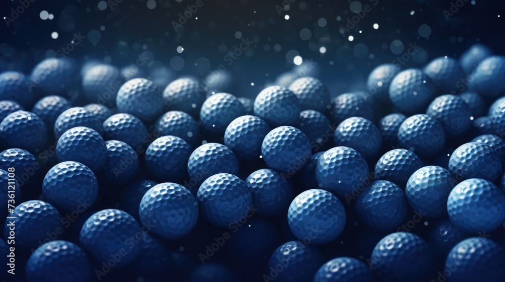 Background with golf balls in Indigo color - obrazy, fototapety, plakaty 