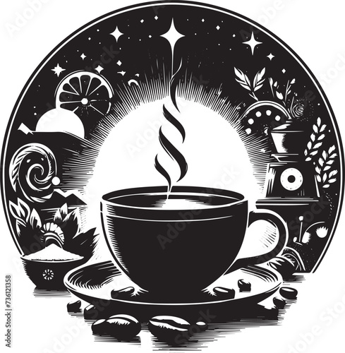 A cup of hot cafe coffee or caffeine drink flat vector icon 