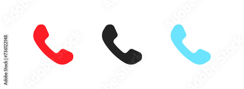 Handset icons set. Flat, color, set of fill handset icons. Vector icons