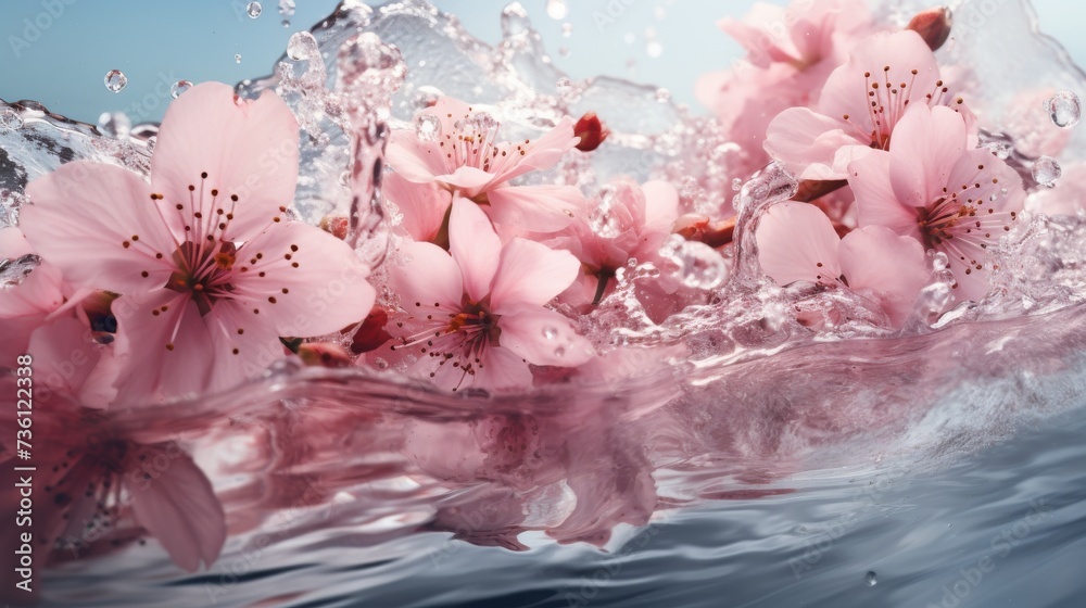 A Bunch of Pink Flowers Floating in Water