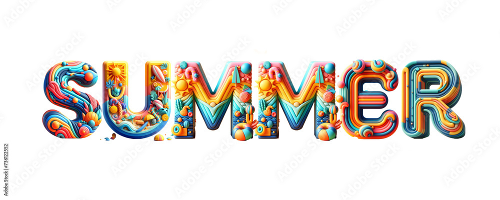 IA generative letters for Summer, transparent background