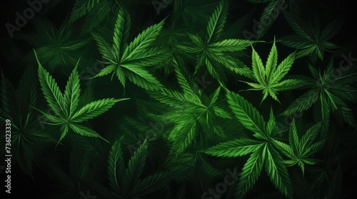 Background with Green marijuana leaves. photo