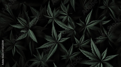 Background with Jet Black marijuana leaves.