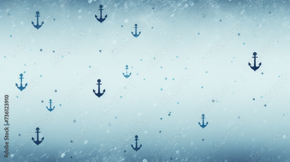 Background with minimalist illustrations of anchors in Blue color. Background with minimalist illustrations of anchors in Blue color.
