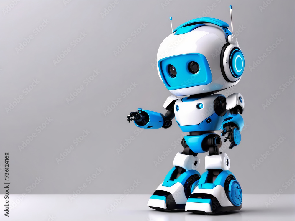 3D a kid robot, Dof, Copy space, perfectly composition.