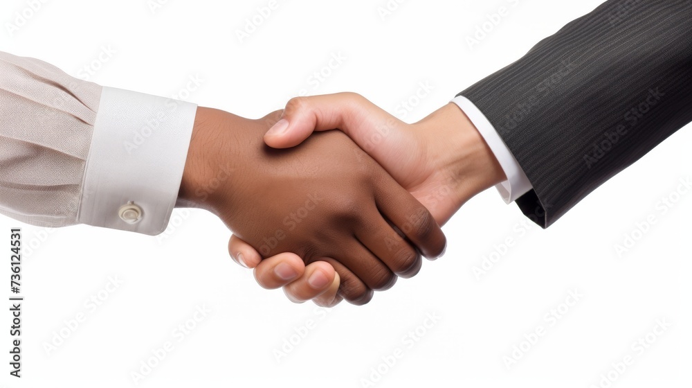 Business handshake and business people concepts. Two men shaking hands isolated on white background.