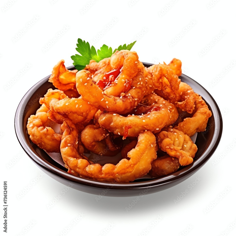 a crispy calamari rings or fried squids with sambal matah sauce a crispy calamari rings or fried squids with sambal matah sauce