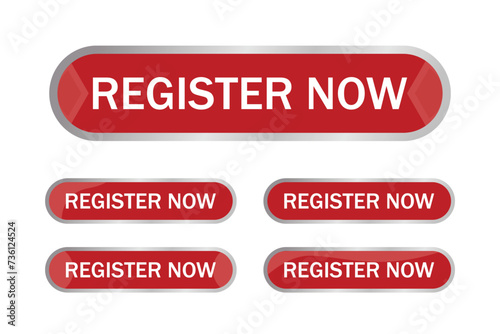 Register buttons for web applications and websites. 3d style with arrow symbols. Vector illustration.