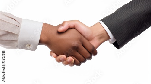 Business handshake and business people concepts. Two men shaking hands isolated on white background.