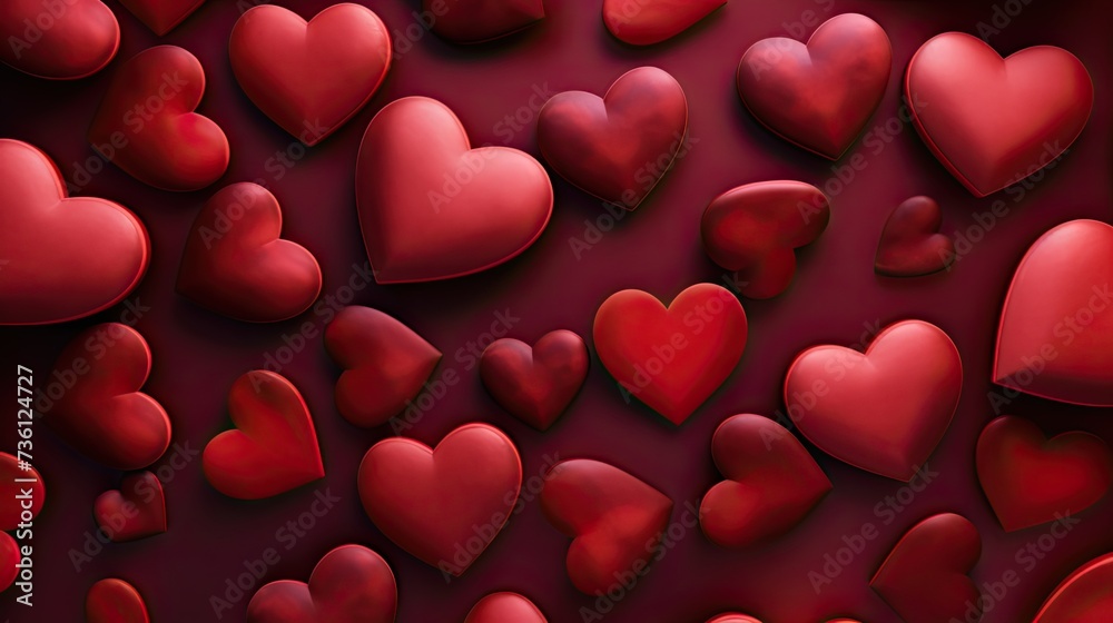 an image of red wooden hearts with the word happy valentine's day around them, in the style of light red and light crimson, mixes realistic and fantastical elements, , highly realistic